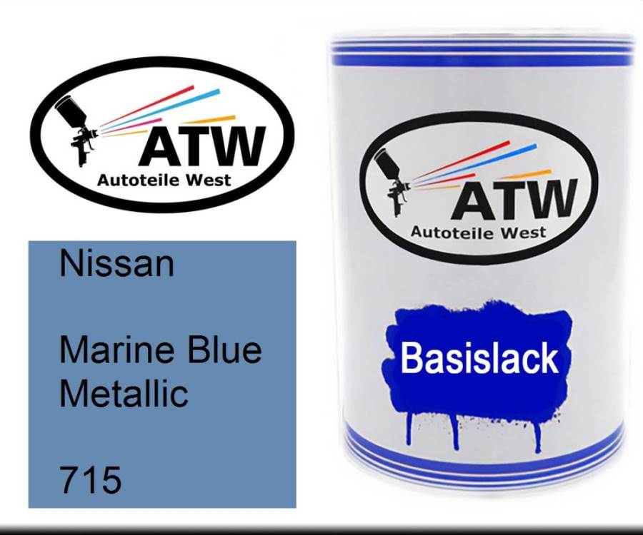 Nissan, Marine Blue Metallic, 715: 500ml Lackdose, von ATW Autoteile West.